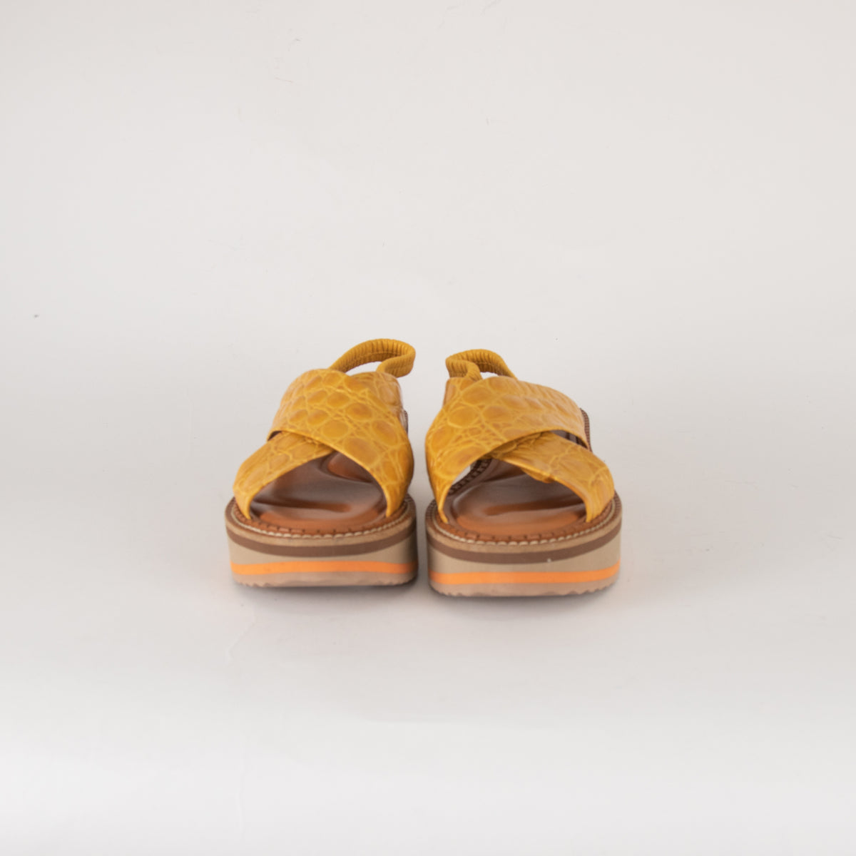 Robert Clergerie Yellow Croc Effect Platform Sandals