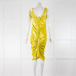 Bottega Veneta Yellow Ruched Velvet Sleeveless Dress