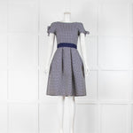 Carolina Herrera Navy White Bow Sleeve Detail Dress