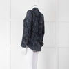 Iris Blue Black Animal Print Silk Shirt