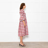 Molly Goddard White Red Green Check Smocked Cotton Blend Midi Dress