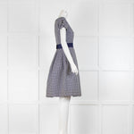 Carolina Herrera Navy White Bow Sleeve Detail Dress
