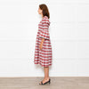 Molly Goddard White Red Green Check Smocked Cotton Blend Midi Dress