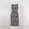 Dolce & Gabbana Black White Flower Print Sleeveless Knee Length Dress