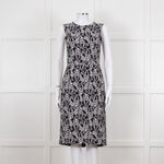 Dolce & Gabbana Black White Flower Print Sleeveless Knee Length Dress