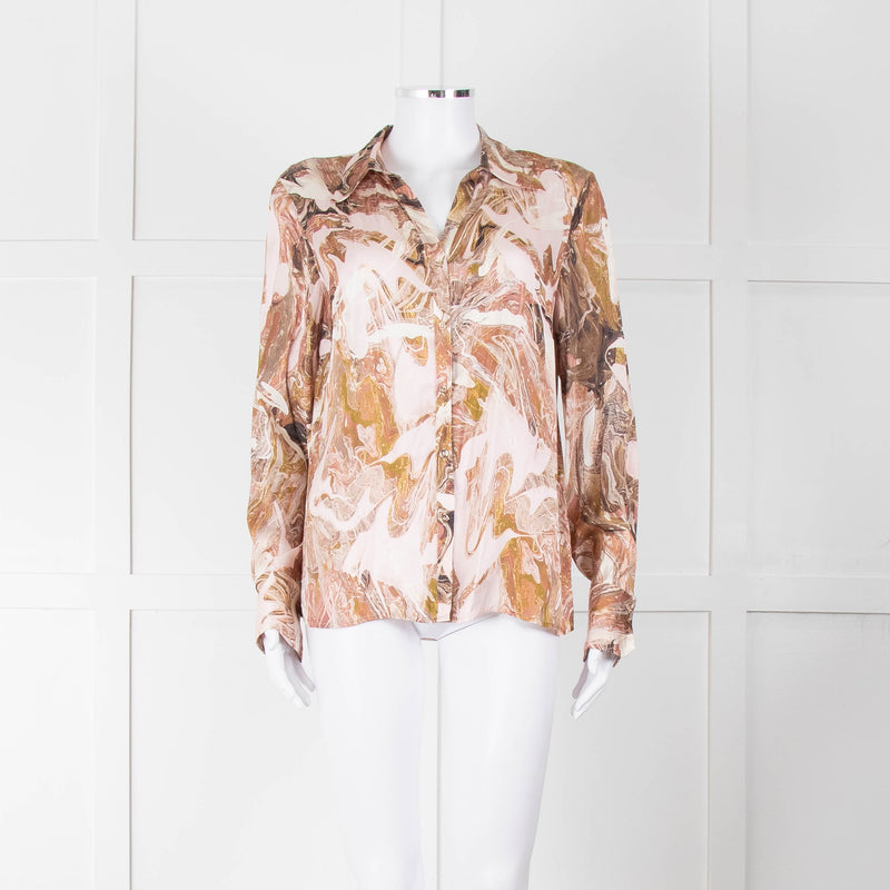 Mos Mosh Pink & Brown Patterned Blouse