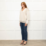 Fabiana Filippi Cream V-Neck Front Pocket Sweater