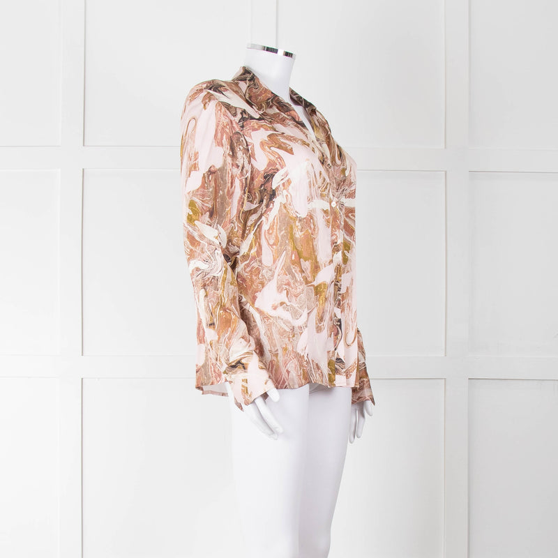 Mos Mosh Pink & Brown Patterned Blouse
