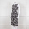 Dolce & Gabbana Black White Flower Print Sleeveless Knee Length Dress