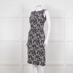 Dolce & Gabbana Black White Flower Print Sleeveless Knee Length Dress