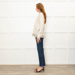 Fabiana Filippi Cream V-Neck Front Pocket Sweater