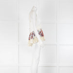 Paco Rabanne Cream Red Pleated Lace Vest Top