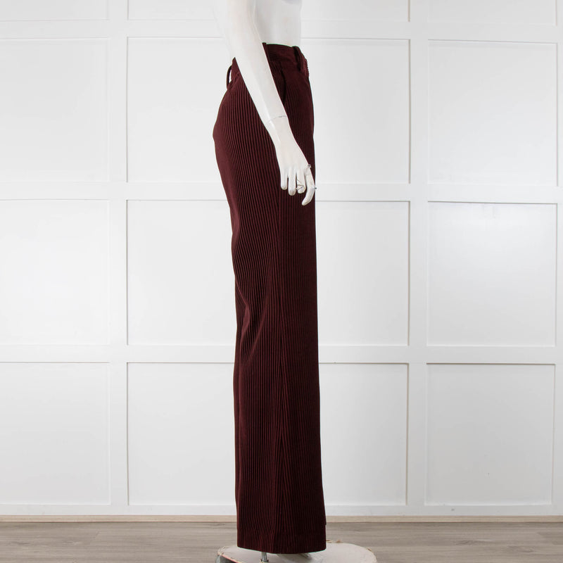 Acne Studios Burgundy Corduroy Flare Trousers