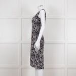 Dolce & Gabbana Black White Flower Print Sleeveless Knee Length Dress