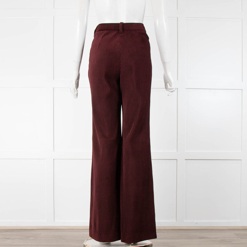 Acne Studios Burgundy Corduroy Flare Trousers