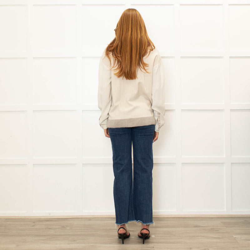 Fabiana Filippi Cream V-Neck Front Pocket Sweater