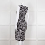 Dolce & Gabbana Black White Flower Print Sleeveless Knee Length Dress