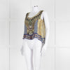 Camilla Yellow Blue Embellished Silk Sleeveless Top
