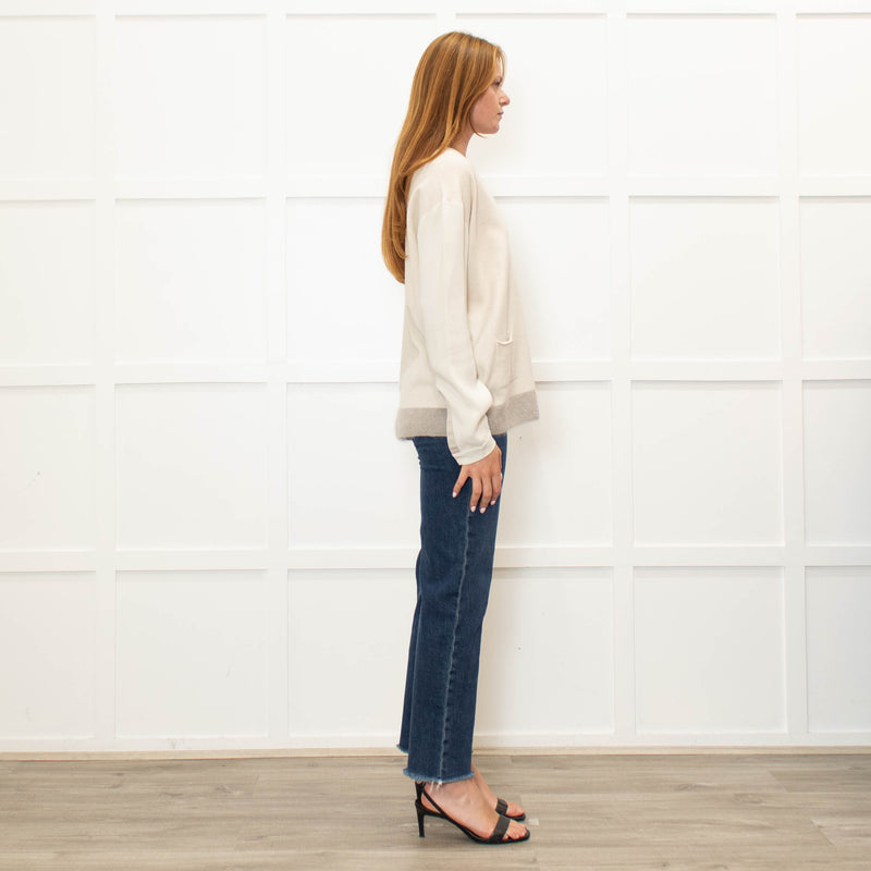 Fabiana Filippi Cream V-Neck Front Pocket Sweater