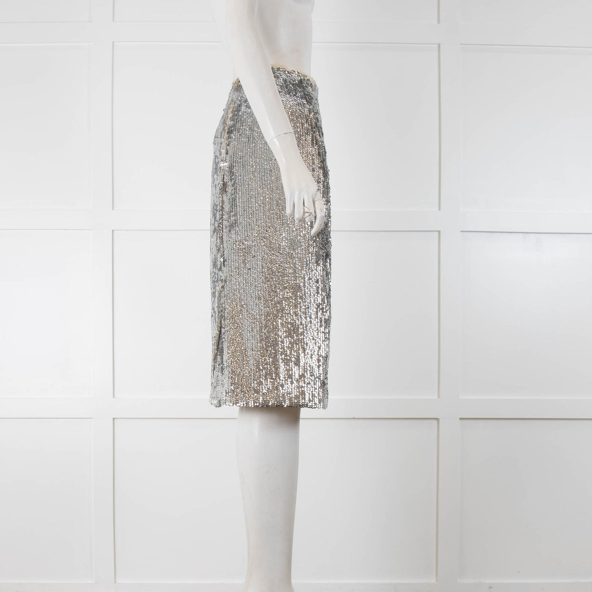 J Crew Silver Sequins Midi Skirt