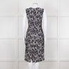Dolce & Gabbana Black White Flower Print Sleeveless Knee Length Dress