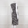 Dolce & Gabbana Black White Flower Print Sleeveless Knee Length Dress