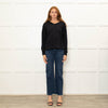 J'M Design Navy Fine Wool Blend Crinkled Sweater