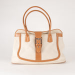 Tod's Canvas and Tan Leather Shoulder Bag