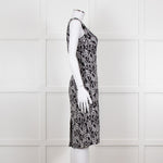 Dolce & Gabbana Black White Flower Print Sleeveless Knee Length Dress