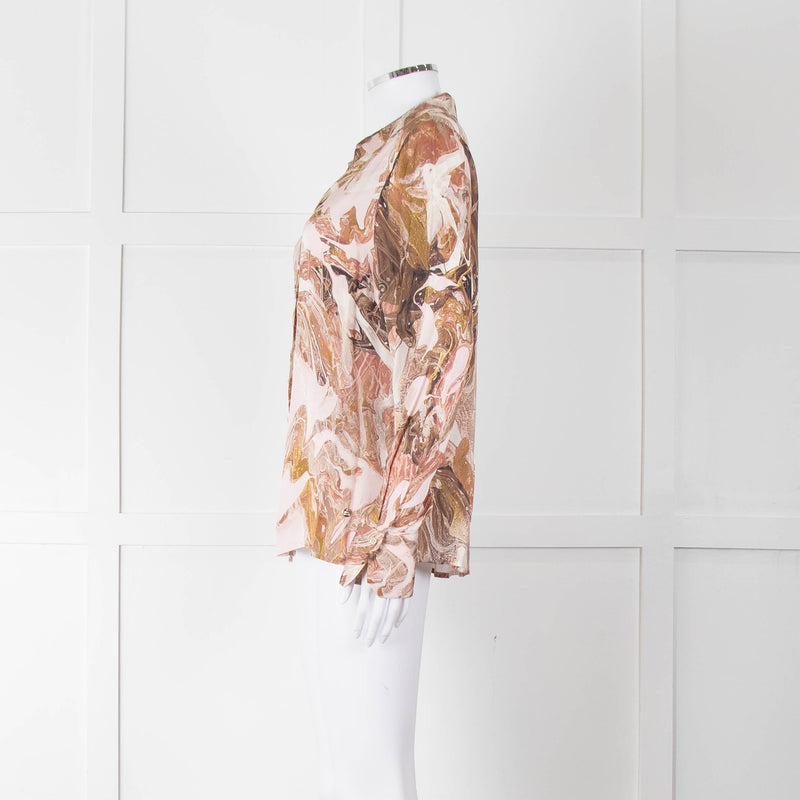 Mos Mosh Pink & Brown Patterned Blouse