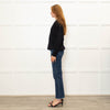 J'M Design Navy Fine Wool Blend Crinkled Sweater