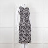 Dolce & Gabbana Black White Flower Print Sleeveless Knee Length Dress