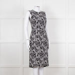 Dolce & Gabbana Black White Flower Print Sleeveless Knee Length Dress