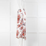Paco Rabanne White Red Floral Side Press Stud Midi Skirt