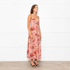 Zimmermann Peach Floral Linen Strapless Maxi Dress