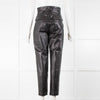 Claudie Pierlot Black Moc Croc  Leather Trousers