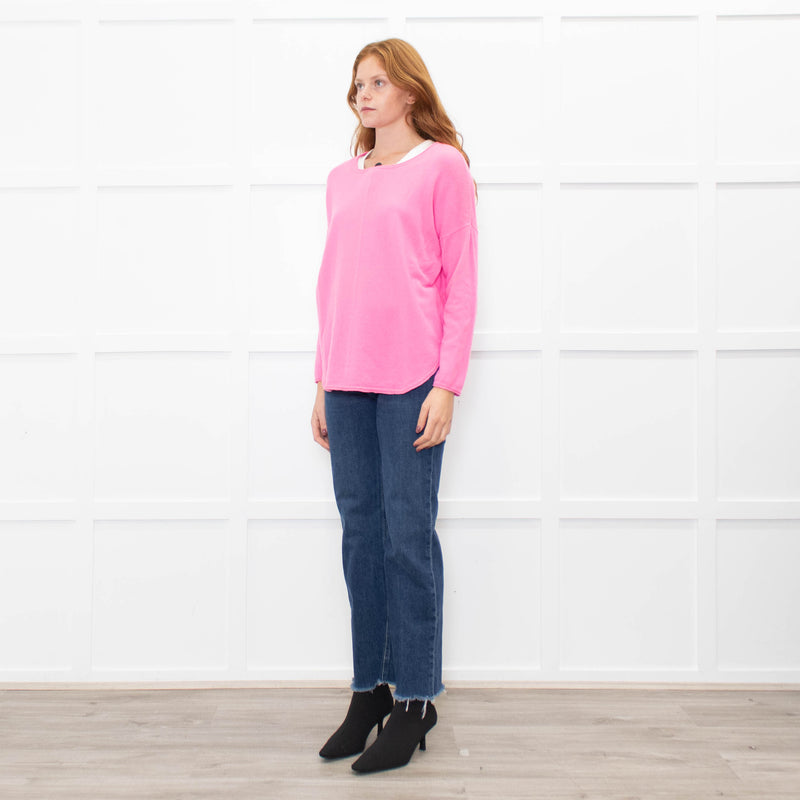 Cocoa Cashmere Pink Cashmere Jumper With Sparkle Stripe