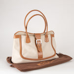 Tod's Canvas and Tan Leather Shoulder Bag