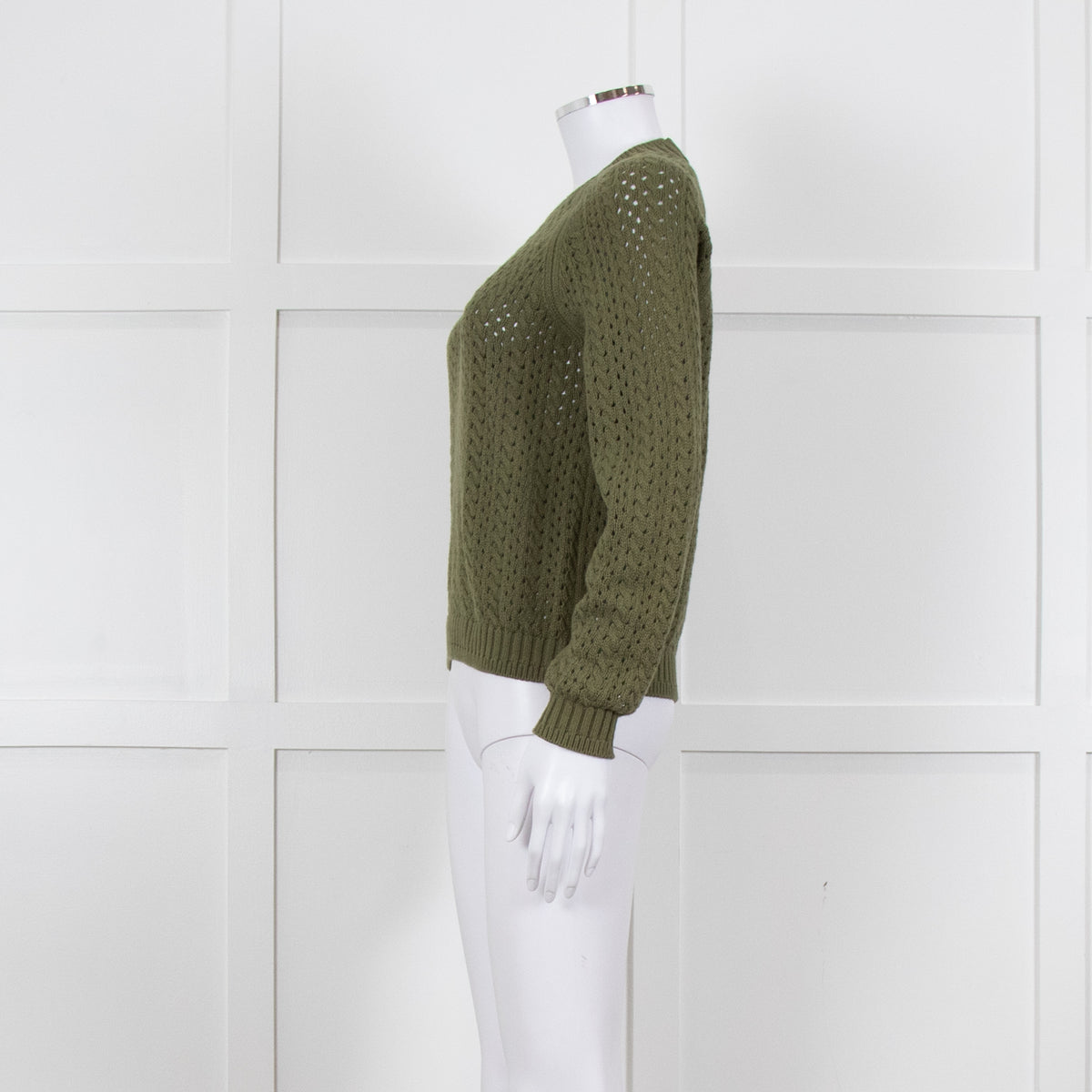 Iris Khaki Cotton Cable Knit Sweater