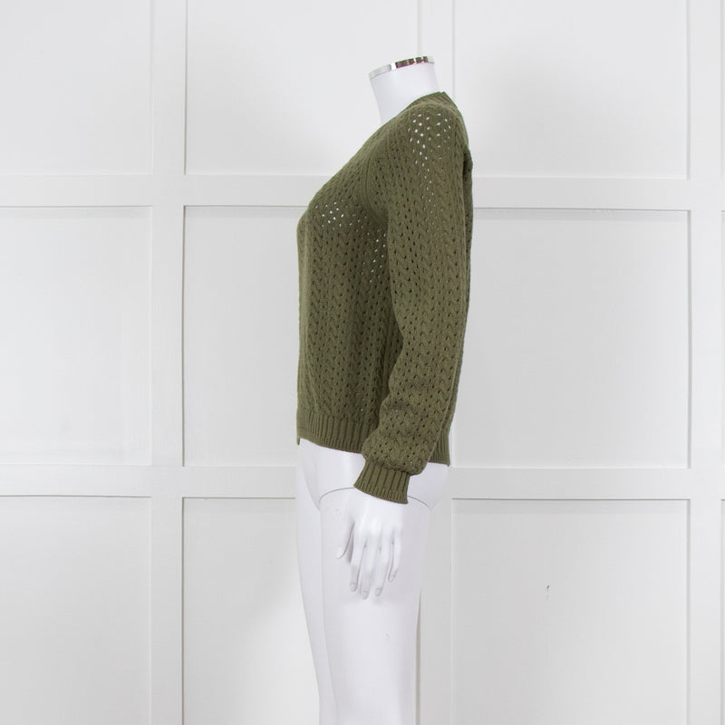 Iris Khaki Cotton Cable Knit Sweater