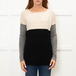 Vince Cream Grey Black Cashmere Blend Sweater