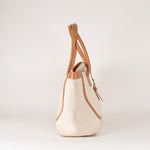 Tod's Canvas and Tan Leather Shoulder Bag