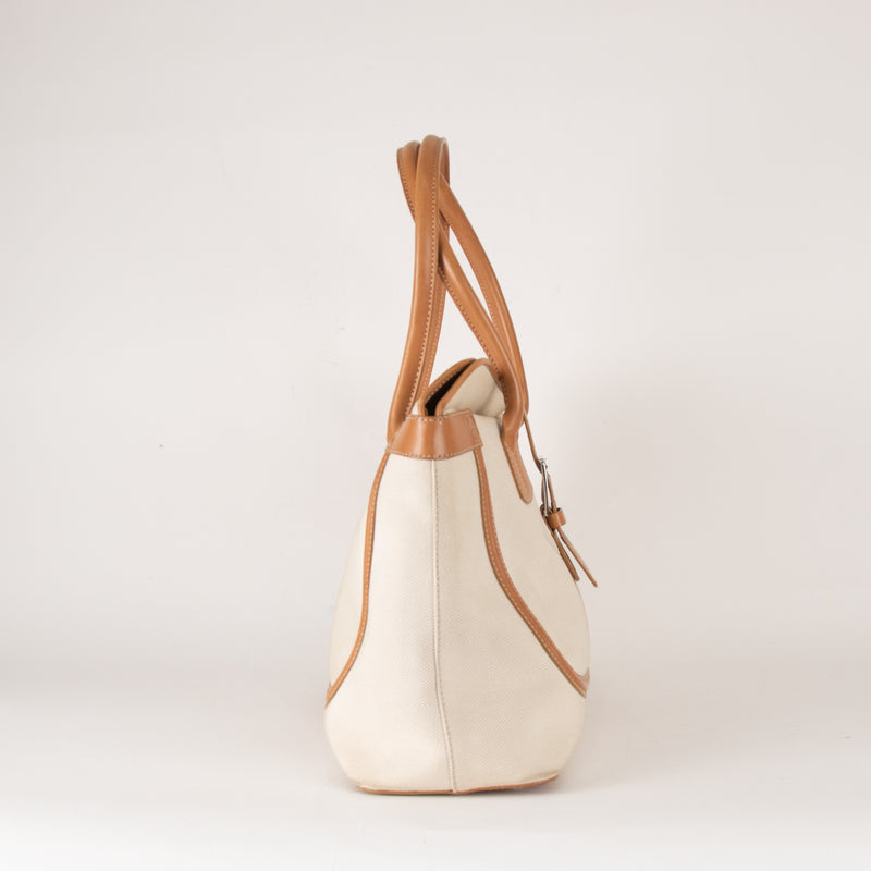 Tod's Canvas and Tan Leather Shoulder Bag