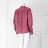 BA & SH Red Blue Cotton Floral Button Front Long Sleeve Top