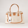 Tod's Canvas and Tan Leather Shoulder Bag