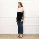 Vince Cream Grey Black Cashmere Blend Sweater