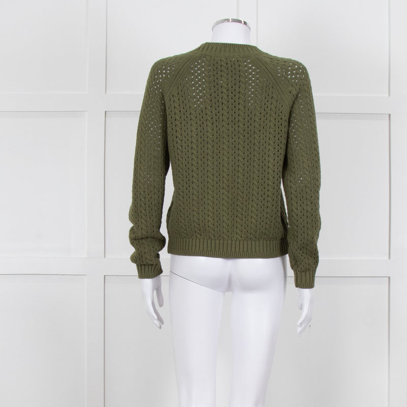 Iris Khaki Cotton Cable Knit Sweater