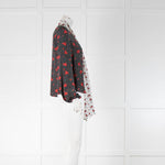 Rixo Rose Print Tie Neck Blouse