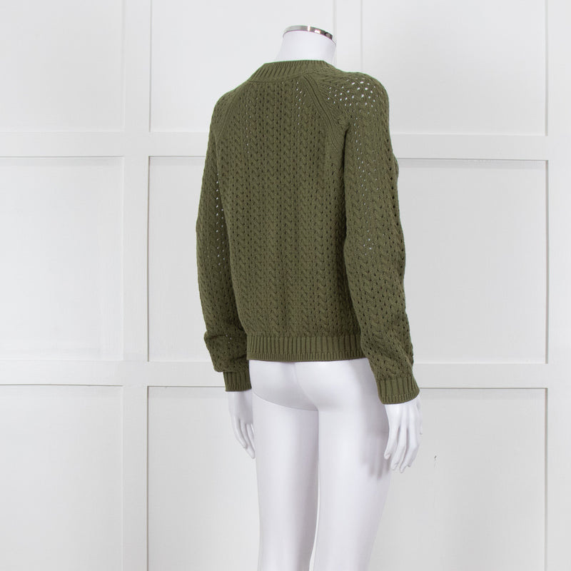 Iris Khaki Cotton Cable Knit Sweater