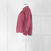 BA & SH Red Blue Cotton Floral Button Front Long Sleeve Top